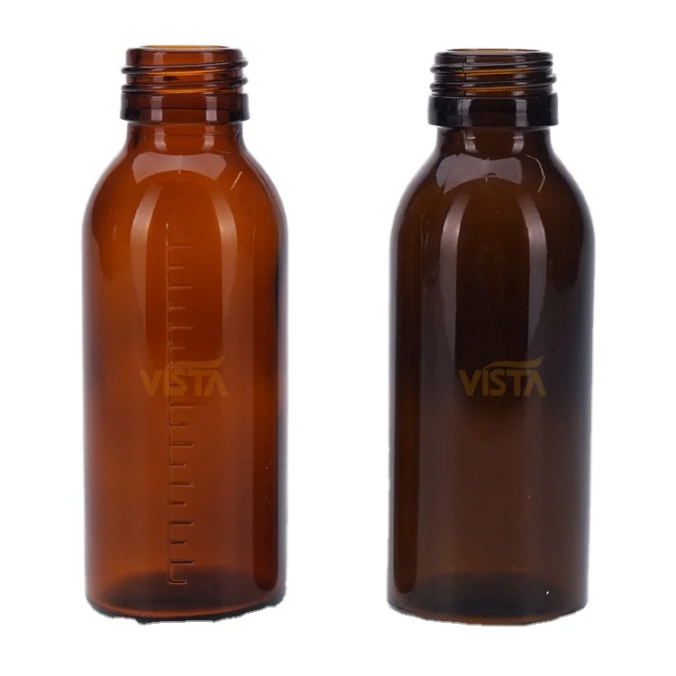 100ml 120ml Amber Laboratory Chemical Glass Bottles Pharmecutical Glass Bottles With Scale Embossment Screw Finsih