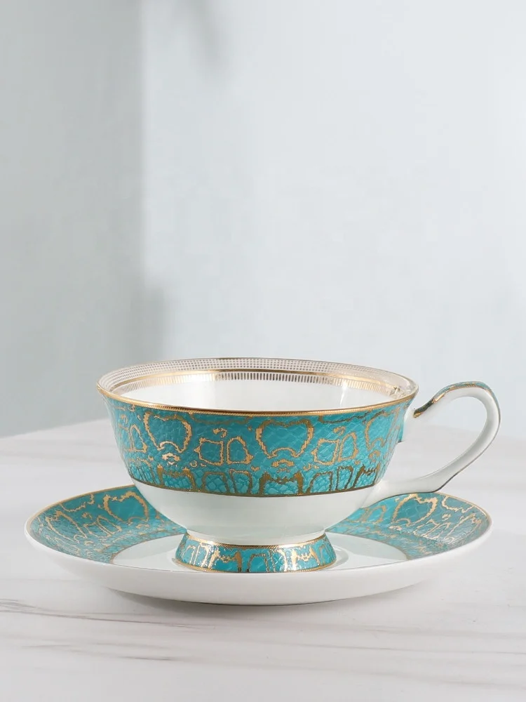 European royal shape custom colorful tea coffee set 13 pcs bone china porcelain tea sets with teapot