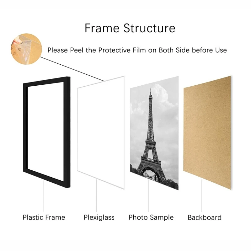 Wholesale A4 A3 4x6 5X7 6X8 8x10 11x14in Hanging/wall Mirror Plastic Frame Wedding Photo Mini Painting Frame Digital Printing