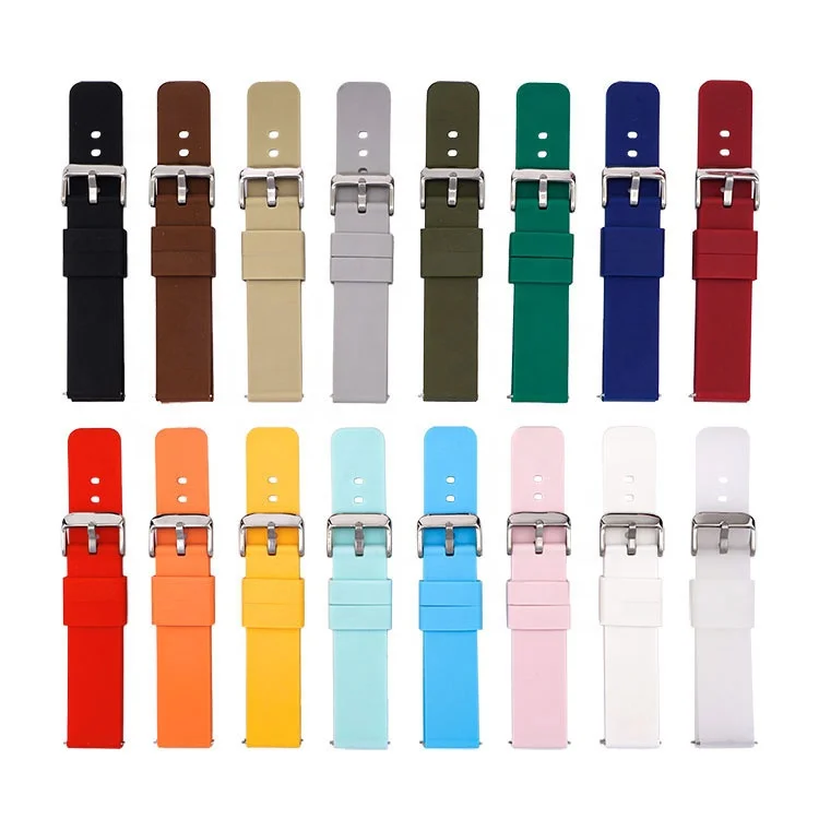 Silicone Watch Bands Fashion - Quick Release - Choose Strap Color & Buckle Color (stainless Steel, Black SY Smart Watch Mi Band