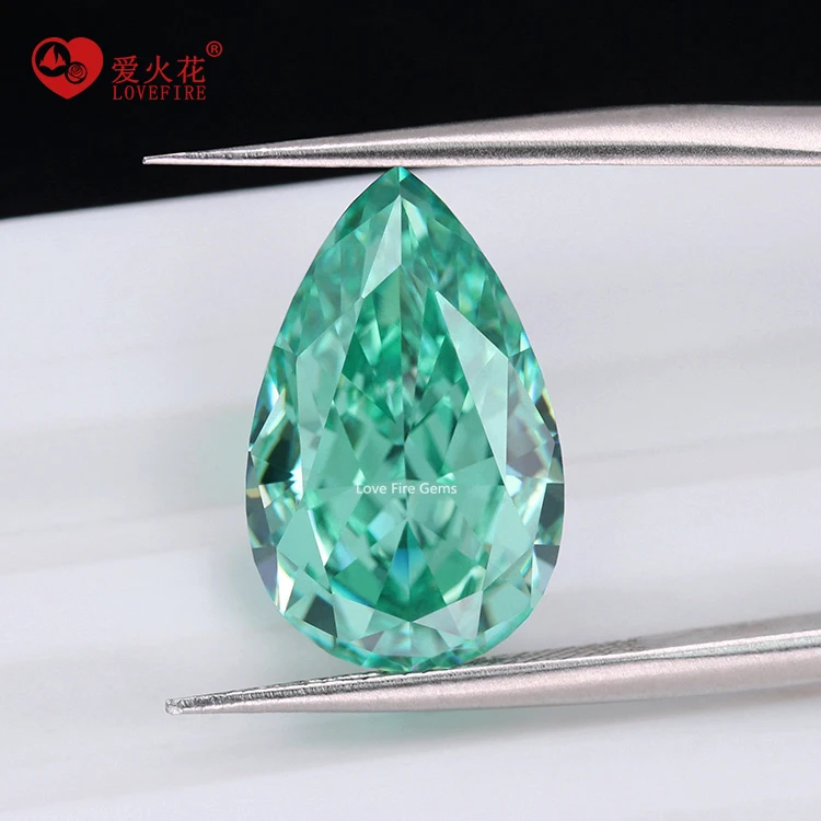 wholesale loose gemstone paraiba colors pear shape 5A+ 4K CZ zircon stone crushed iced cut cubic zirconia