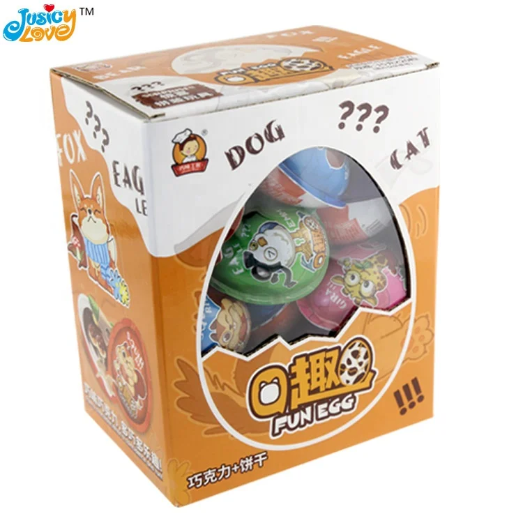 Hot Selling Wholesale Cartoon Surprise Chocolate Egg with Biscuit and Toy