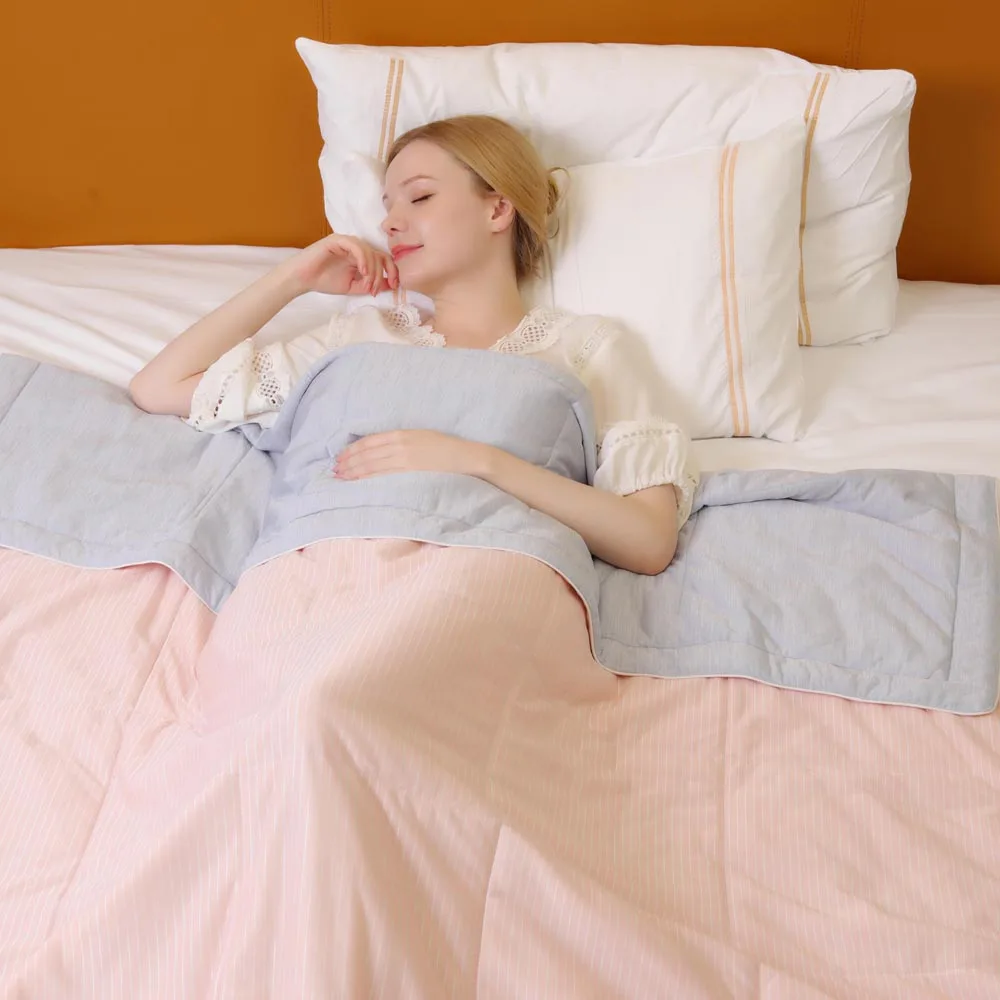 Weighted Blanket for Adults Cream Style French Design Queen Size Silk Satin Summer Duvet Bedding Set