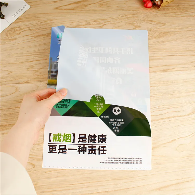 L-Type Customized Design Print LOGO A4 Document PP Plastic File Folders Sheet Protector
