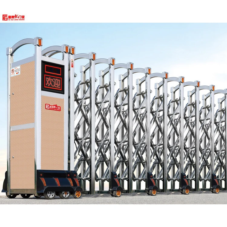 New design automatic gate electric retractable sliding doors with LED screen customized factory main gate stainless steel  door