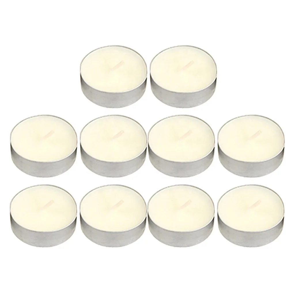 OEM Wholesale Hot Sale Superior Quality 50pcs Smokeless 100% Pure Paraffin Wax Small 8 Hours Tea Light Candles