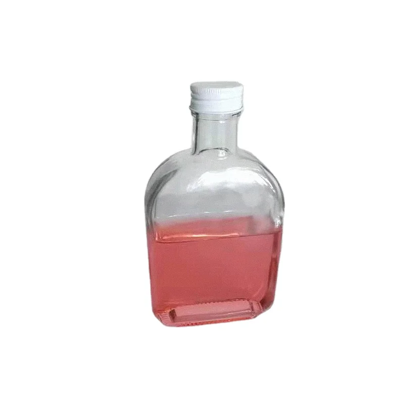 Wholesale new 350 iced tea bottle flat square beverage juice glass bottle