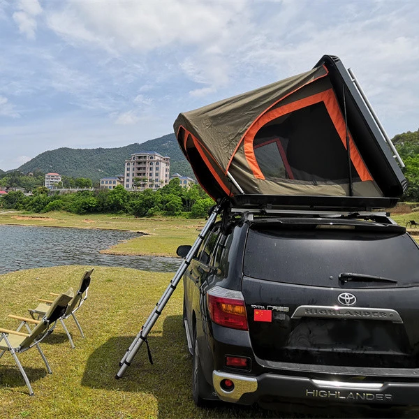 Overland 4x4 3-4 Person Side Open SUV Car Aluminum Hard Shell Roof Top Tent with Cross Bar