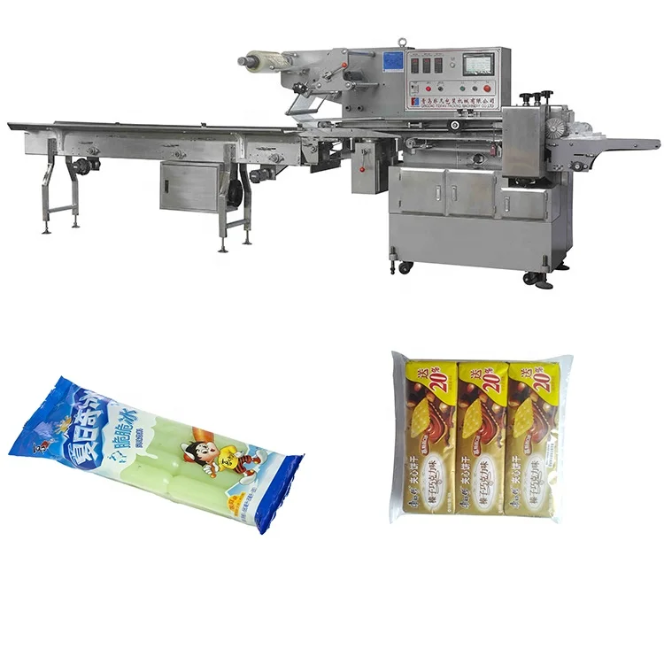 Multi-Function Horizontal Flow Packing Machine For Ice Lolly/Candy/Chocolate Bar Snack Food Pouch