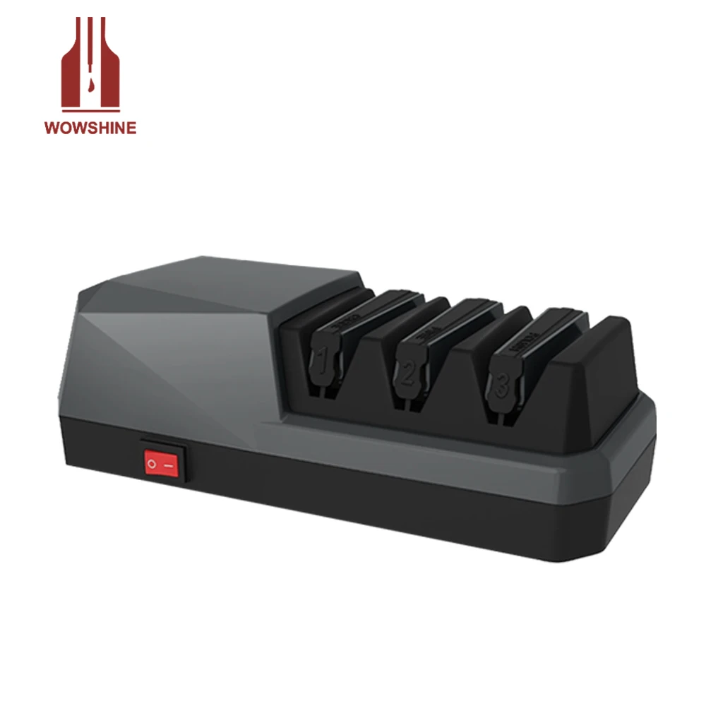 Professional Kitchen Electric Knife Sharpener - 3 Stages for Kitchen Knives with Diamond Abrasives and Resin Polishing