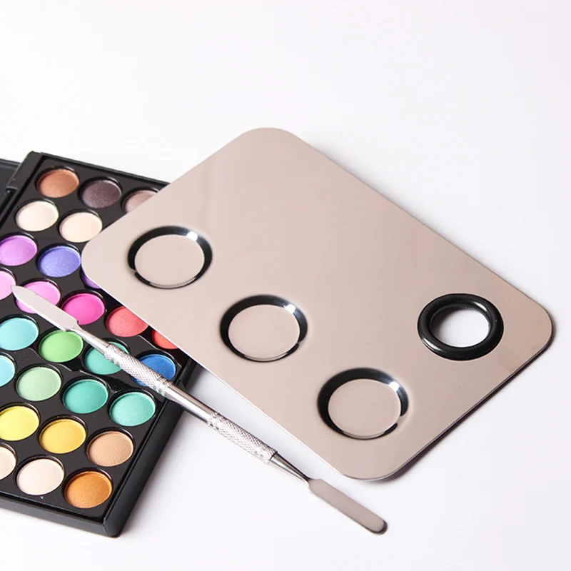 
Stainless Steel Cosmetic Square Empty Makeup Mixing Palette And Spatula Set 