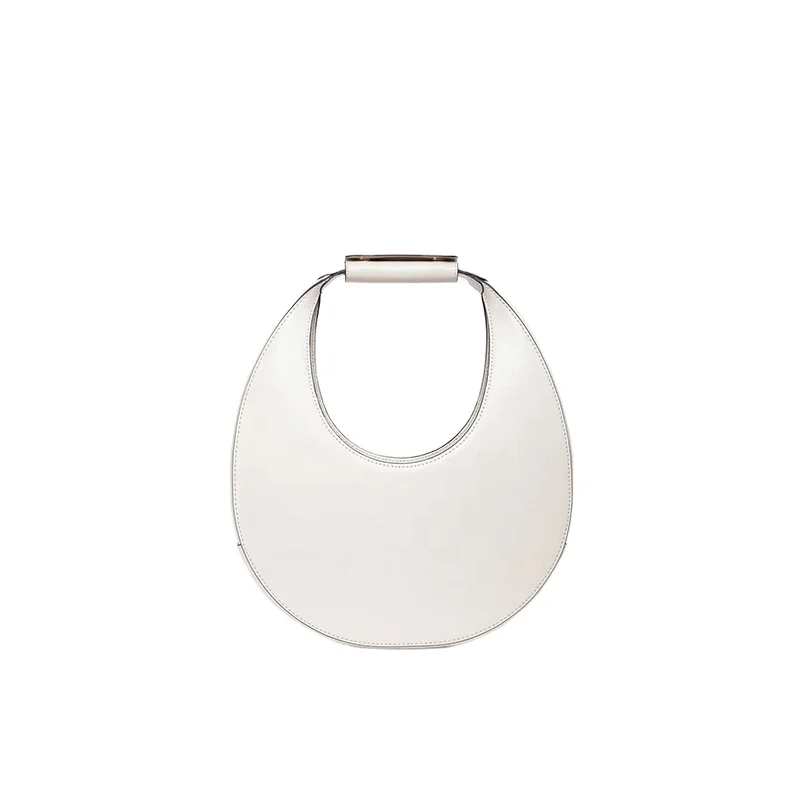 New Fashion White Ladies Shoulder Bag Trendy Pu leather Half Moon Women Underarm Handbag