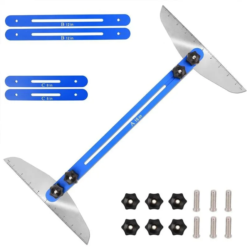 Adjustable Woodworking Measuring Template Tool Stair Tread Gauge for Stairs Risers Shelves Partitions Angle Ruler