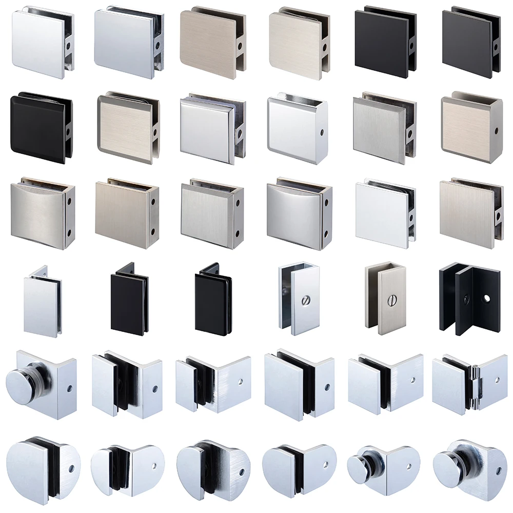 Custom Square 0 Degree Stainless Steel Glass Clip Shower Frameless Tempered Glass Railing Door Clamp