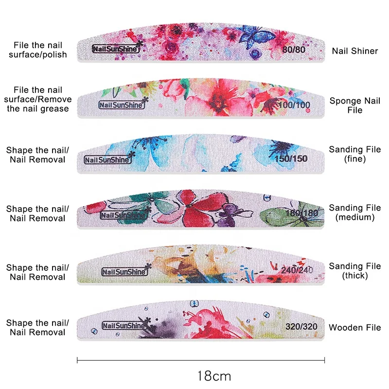6pcs/set Flower Design Nail File Sanding Buffer Block DIY Nail Tips Polishing Remover Kits Manicure Pedicure Shaping Tools