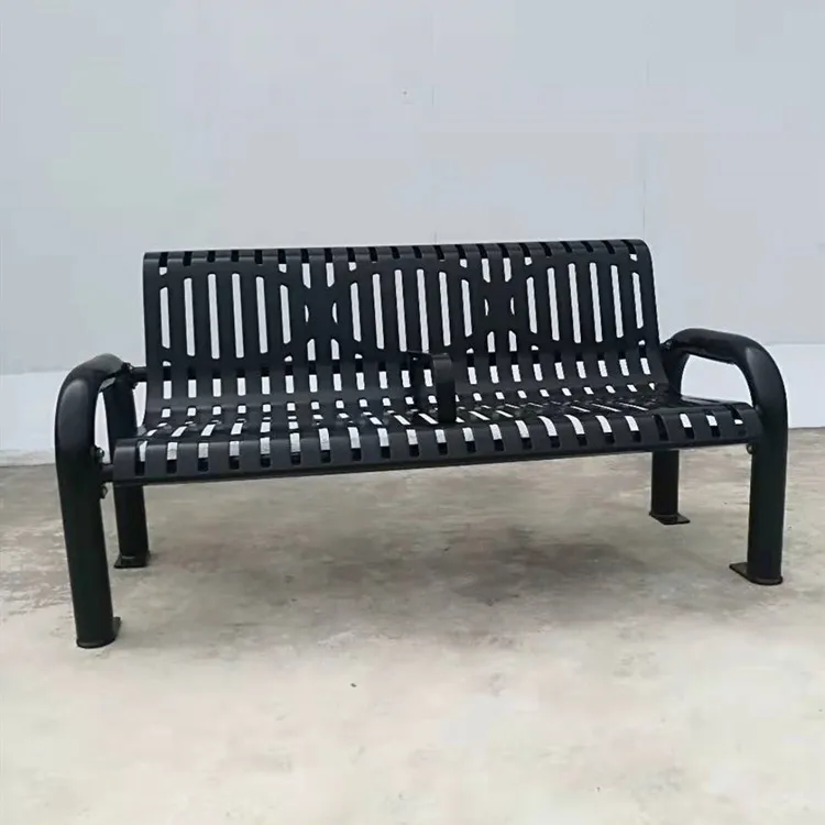 design outside urban street black 2 3 seater outdoor patio modern long metal steel garden public seating bench for