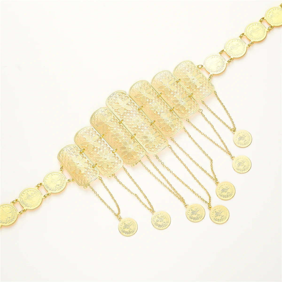 2022 Женская Позолоченный Модный узор стильные легкие перфорированные металлические пояса