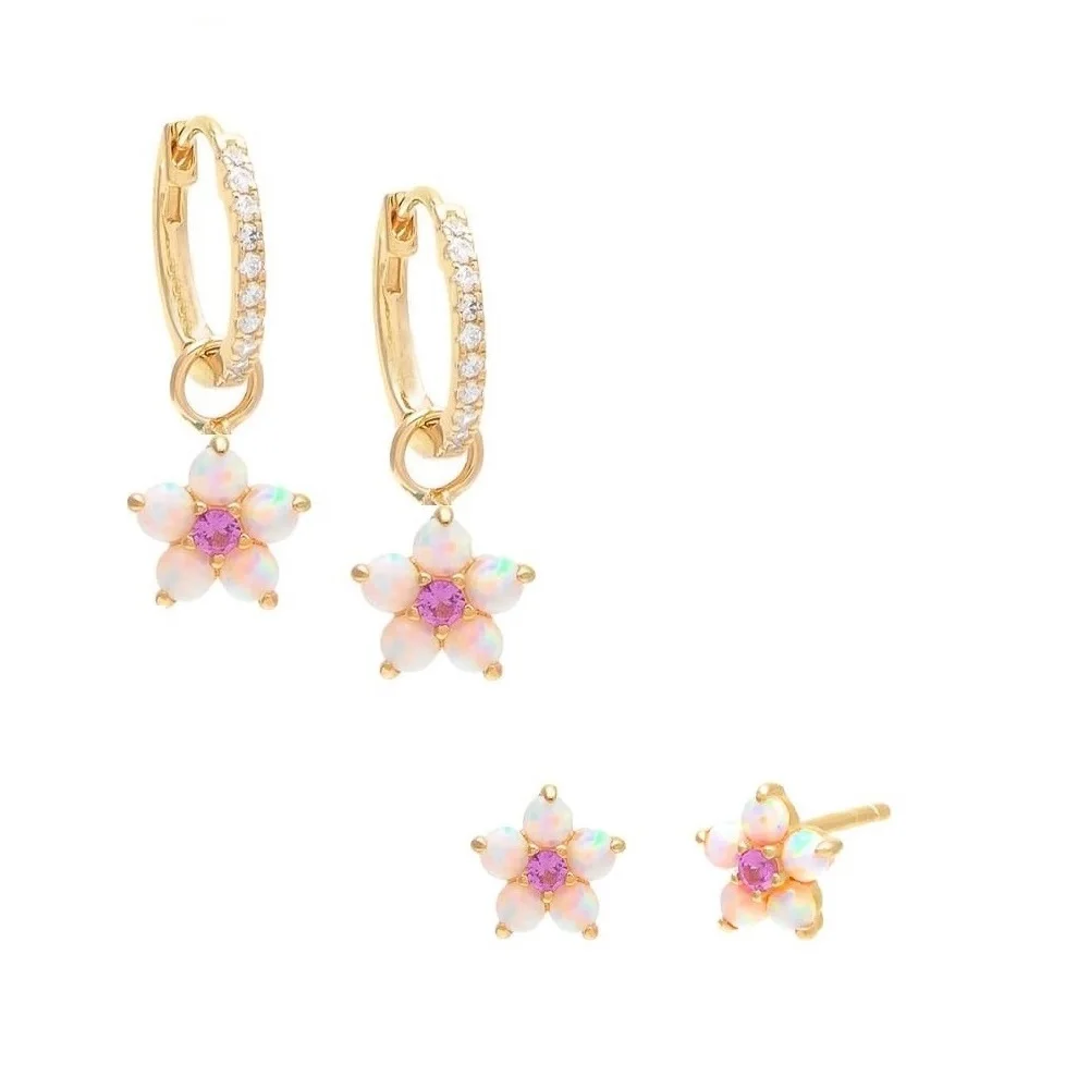 2023 New Bloom Flower Dangle Drop Earring White Fire Open Blue Turquoise Stone Fashion Gorgeous Women Jewelry