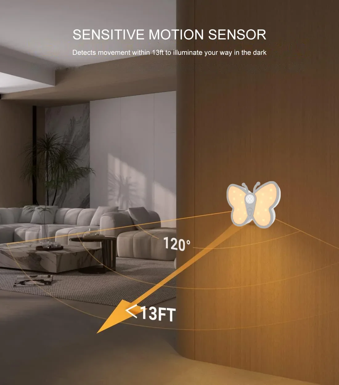 LED Butterfly Night Light Wireless Body Sensor USB Rechargeable Magnetic Night Lamp For Bedroom