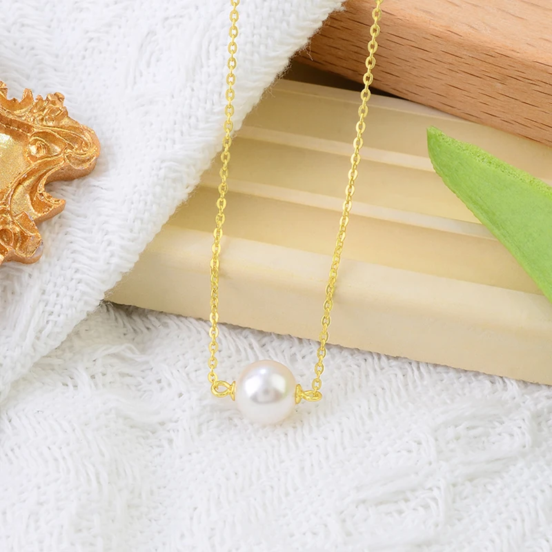 Newest Fashion Women Pearl Jewelry Minimalist Solitary Freshwater Pearl Pendant 925 sterling silver necklace