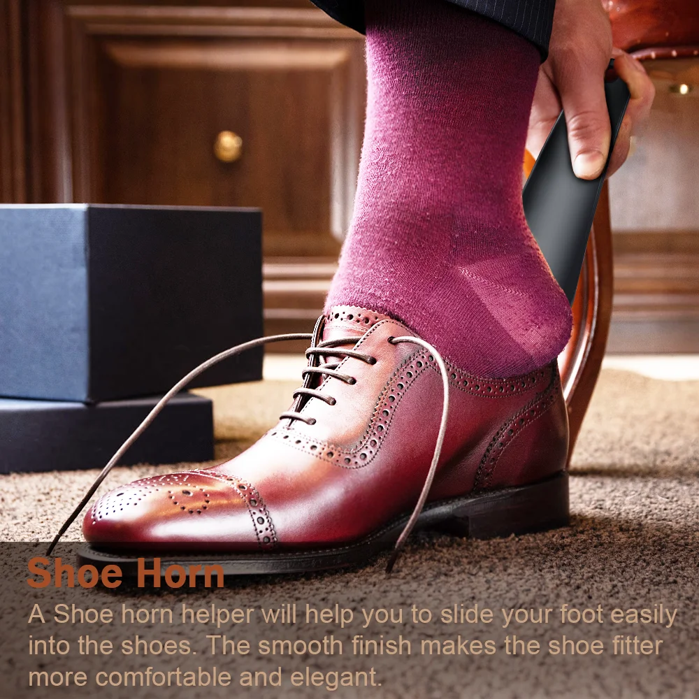 Ideal Gift 9pcs Shoe Cleaning Kit Travel Shoe Shine Kit Shoe Horn Brush Shine Cloth PU Leather Carry Bag For Men