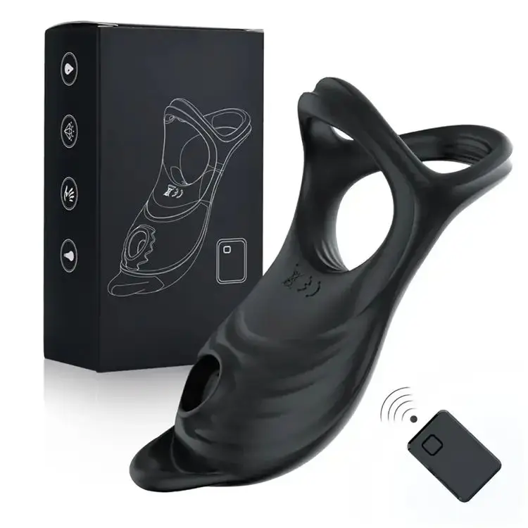 Magnetic Suction Charging 5 Frequency Sucking Lock Ring Wireless Remote Control Vibrating Ring Masturbator For Male