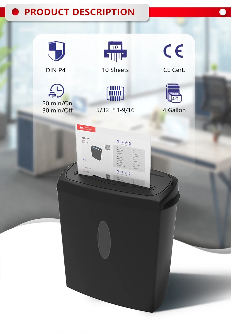 New office paper shredder P4 cross-cut 4 Gallon Shredder for Paper/Credit Card/CD
