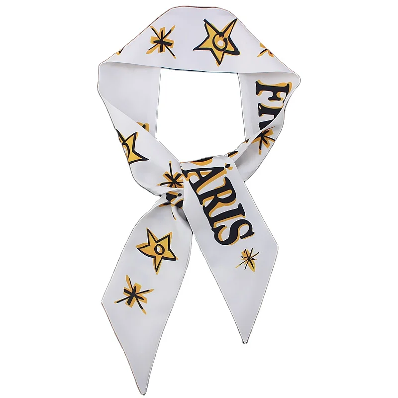 Five-pointed Star Printed Woman Tarot Imitated Silk Hair Band Bag Warps Wristband Scarf