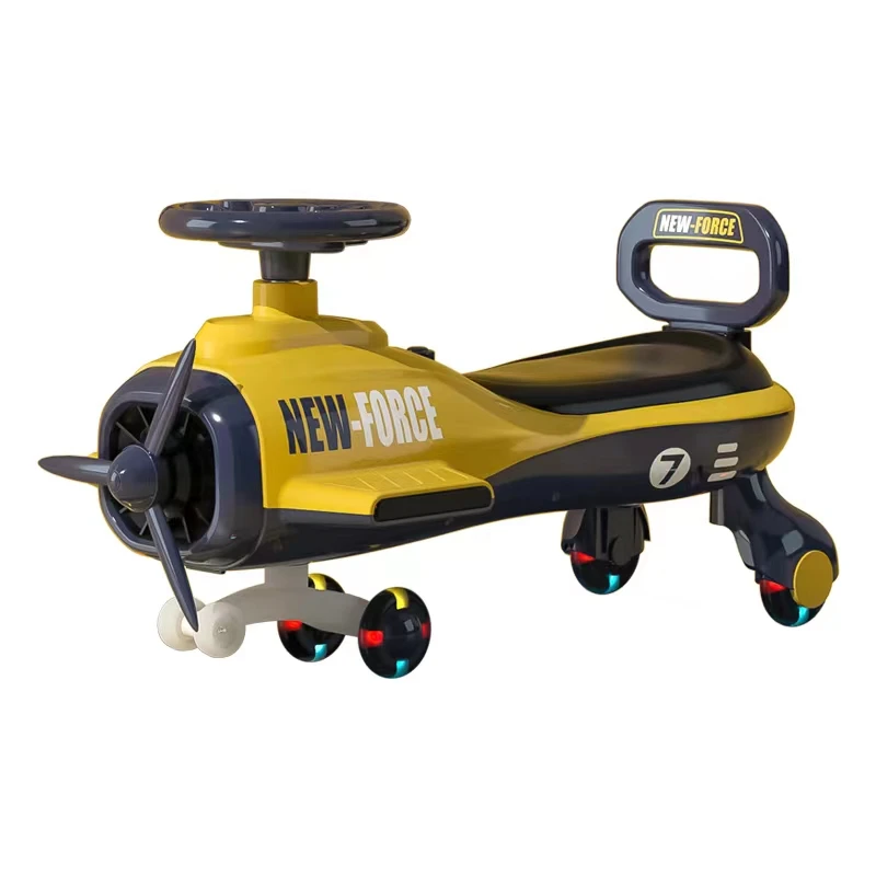 children twist car new safety aircraft swing car colorful lights music wiggle car with flash wheel