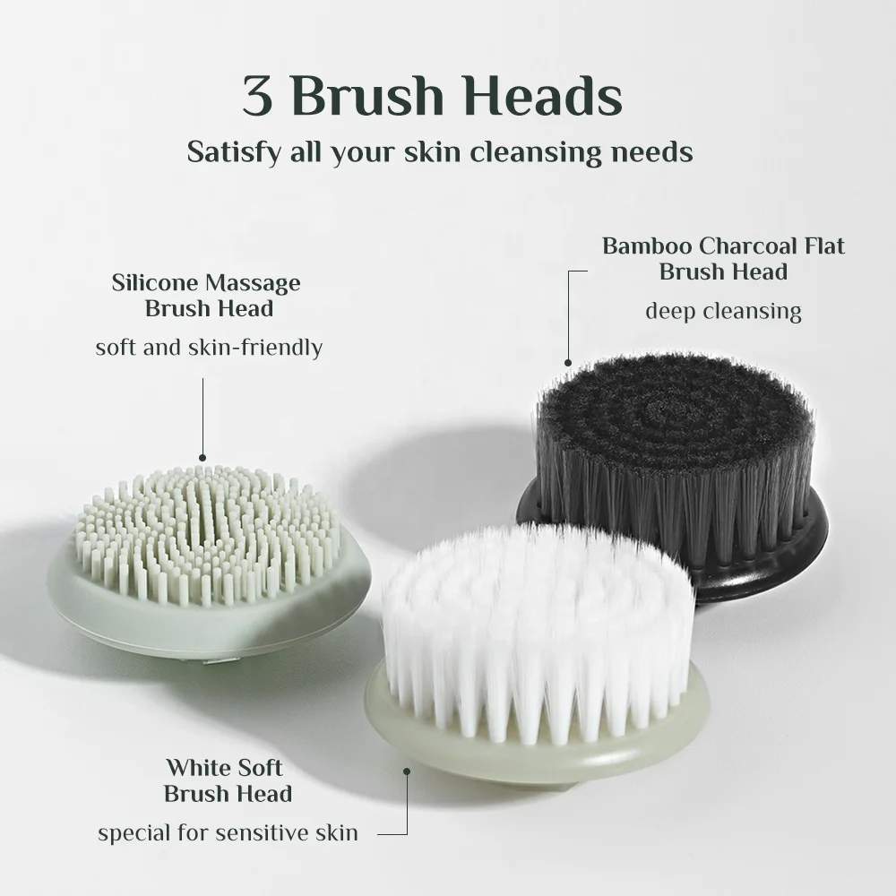 Customized LOGO Skin Care Deep Cleaning Face Scrubber Brush Rechargeable Ultrasonic Vibration Silicone Facial Cleansing Brush