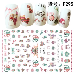 Hot Sale Manicure Nail Romantic Valentines Decals Sexy Lips Lover Flower Heart Nail Art Decoration Stickers