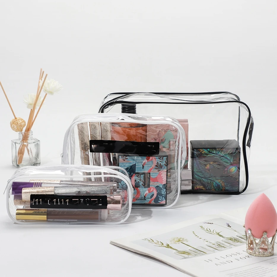 Waterproof Customized Pvc Fashion Clear Makeup Pouch Durable Zipper Pvc Cosmetic Bag