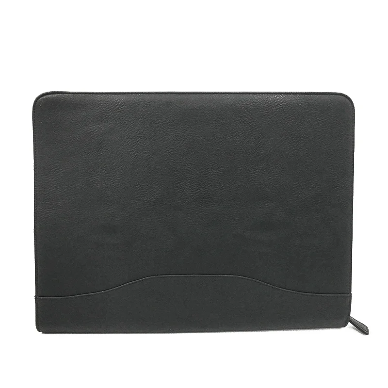 High Quality Vegan PU Leather A5 Zipped Padfolio Fashion Portfolio File Folders For Business