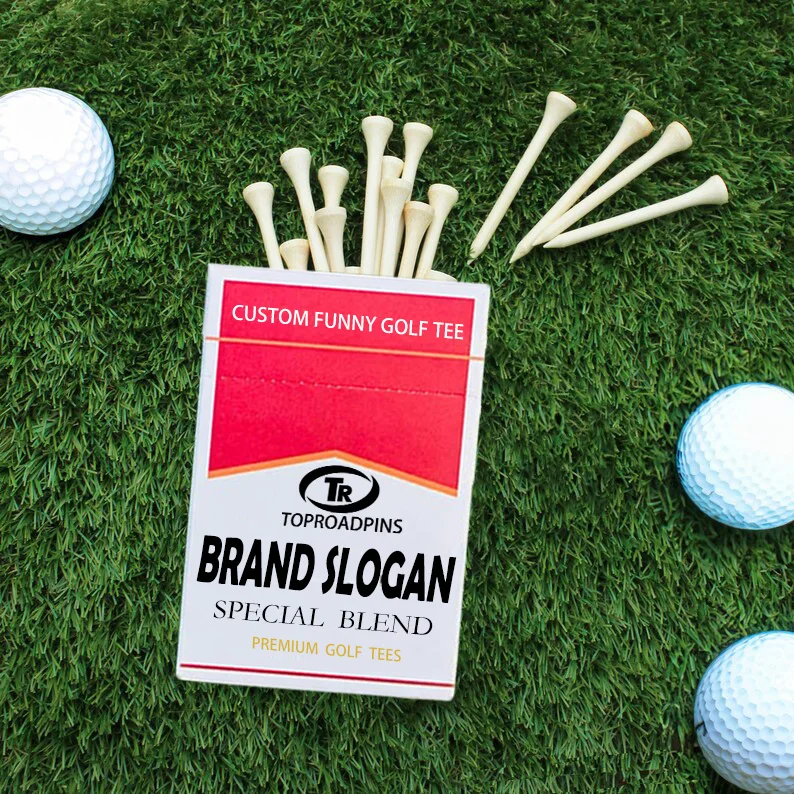 Wholesales bamboo wooden golf tee supports custom logo color design 70mm 83mm cigarette case pack golf peg