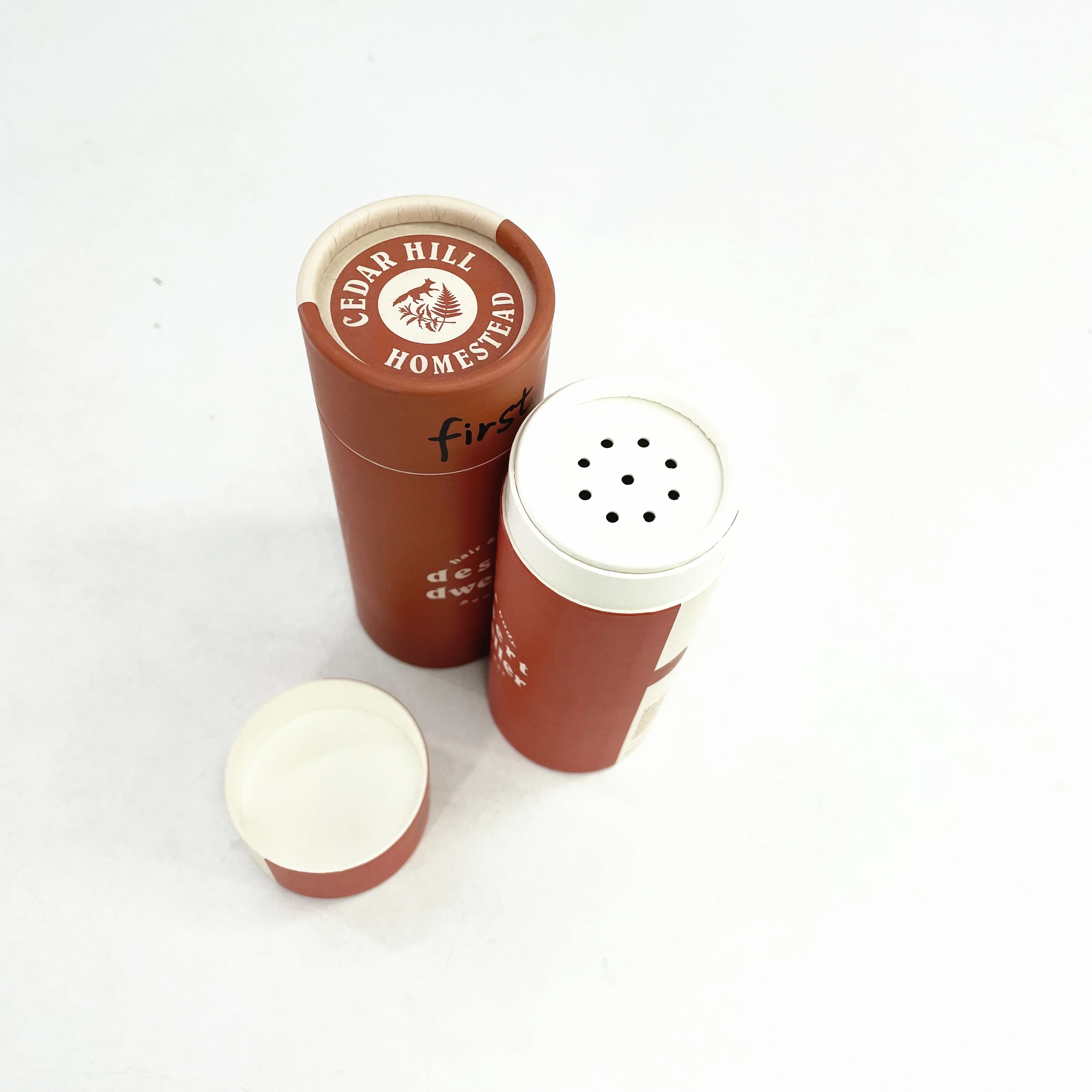Eco Friendly Cardboard Box Kraft Paper Spice Salt Shaker Tube With Sifter For Loose Powder Packaging