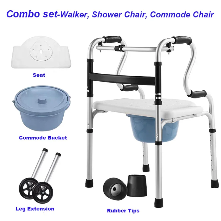 Walker with commode Chinese Manufacturer Hospital Lightweight Adjustable Bath Chair Shower Bench with back