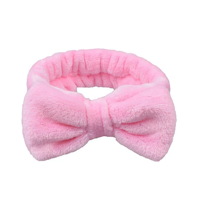 Wholesale 2023 custom Women Bow Hair Band Facial Makeup Head Band Soft Coral Fleece Cute Spa Headband