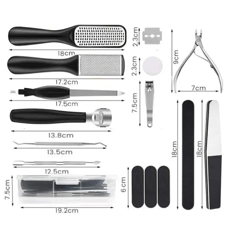 Wholesale 15 in 1 High Quality Stainless Pedicure Tool Set Foot Care Products Nail Clippers Foot Grinder Pedicure Tool Set