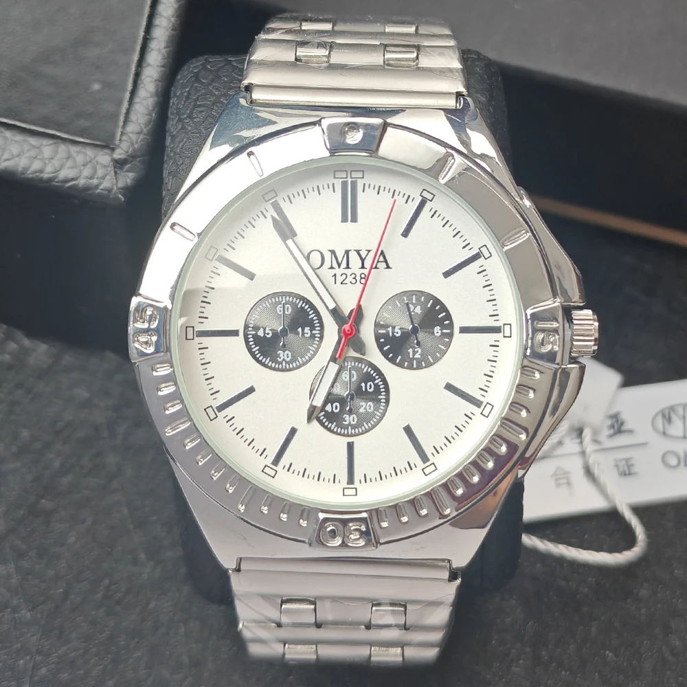 OMYA Fashion Custom logo Men Watch Waterproof Sport Wristwatch Luxury Men watches Steel Band Quartz watch for men reloj