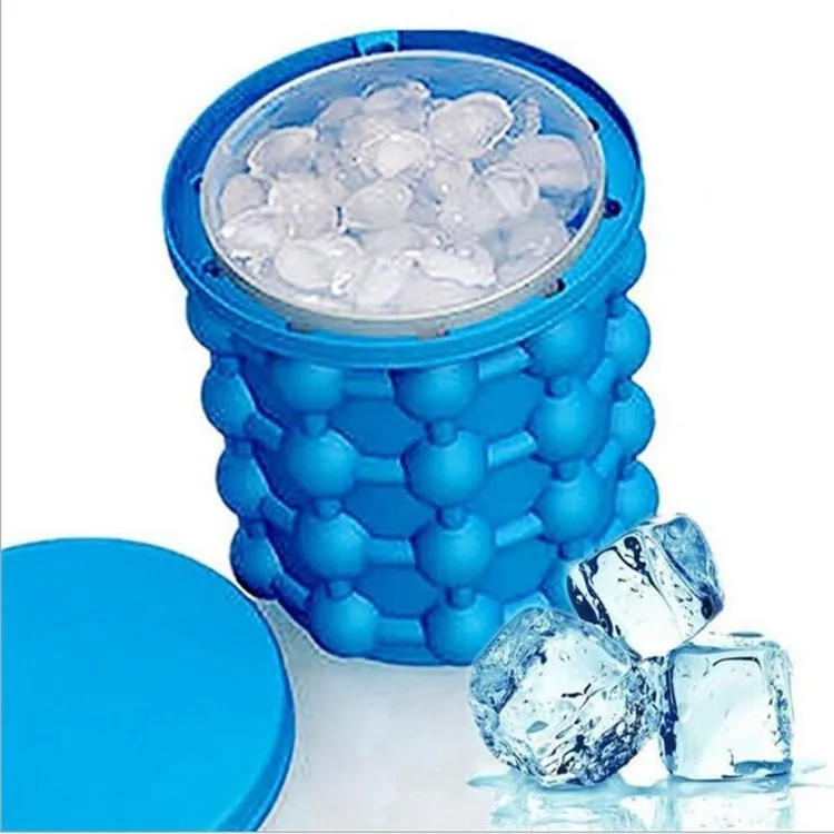 SI09 Revolutionary Space Saving Ice Cube Tray Maker Tub Silicone Ice Bucket Cooler