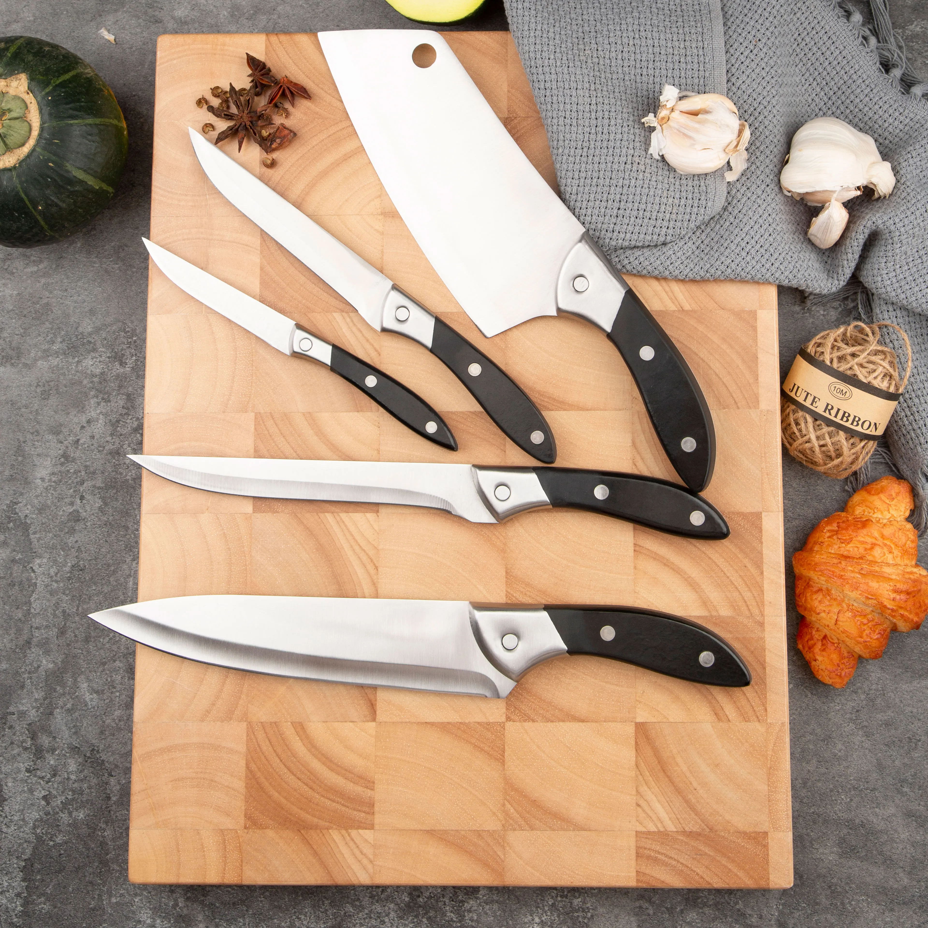 5 PCS Multi-Functional Kitchen Chef Knife Set New Stainless Steel Custom Logo Household Bone Fruit Paring Knife Made Steel Metal