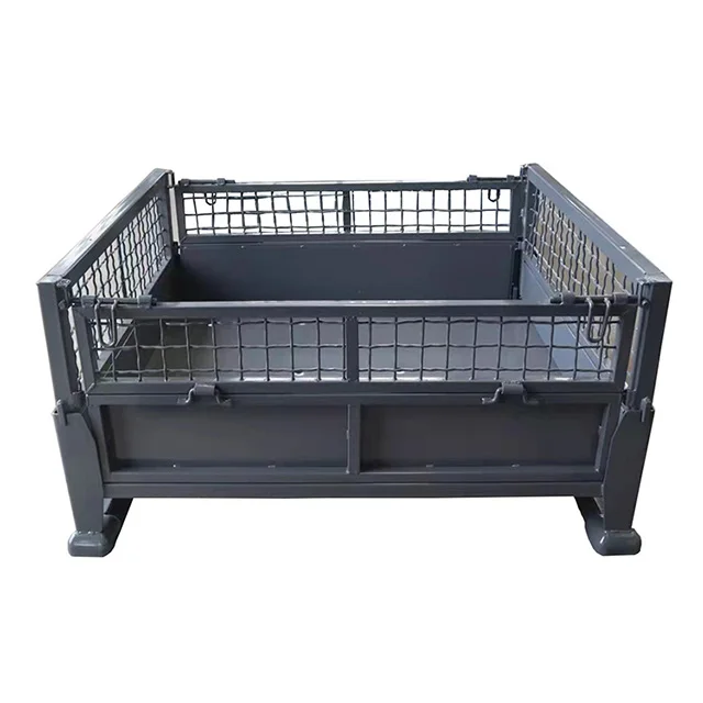 Heavy duty stackable warehouse storage logistic transport foldable dismantlable steel pallet stillage cage