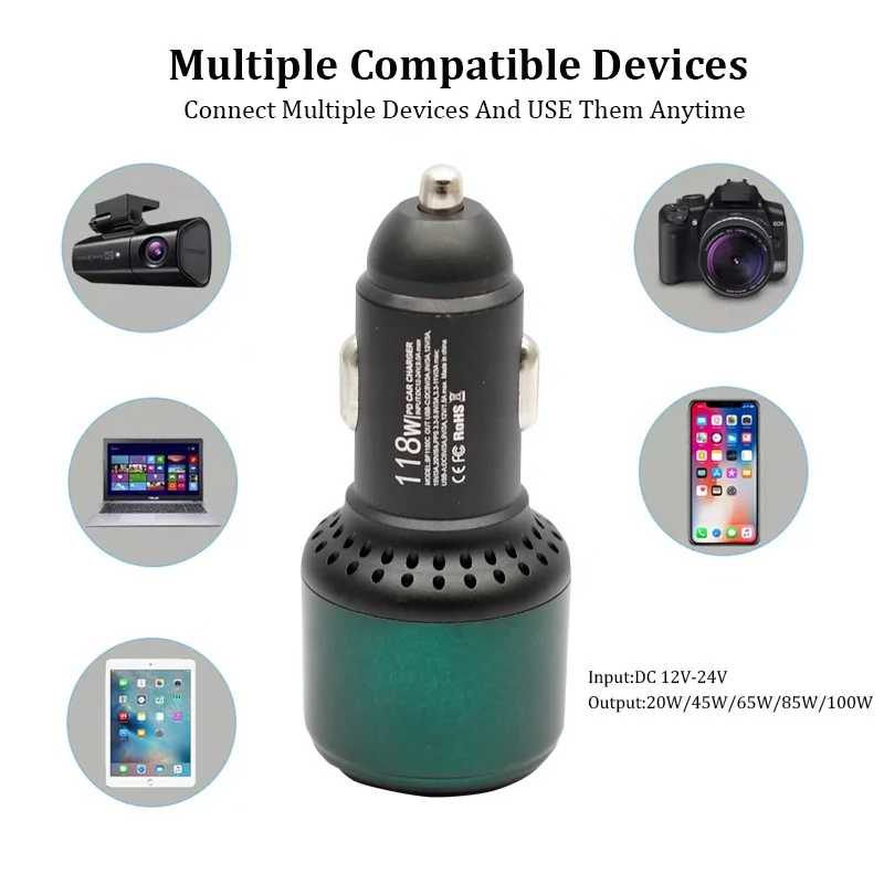 OEM Phone Pd Qc 60W 38W 48W 55W 63W Single Usb Pd20w 30 W Pd38w Qc3.0 20W 30W 38w 48w 45W Usbc Type-c Dual Port Mini Car Charger