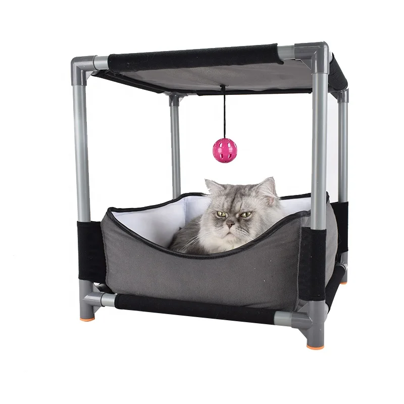 
Double layer felt cat lounge DIY luxury woven cat bed with bell ball toy 