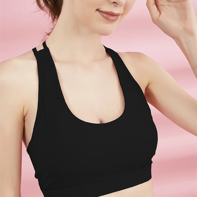 High strength running yoga vest large size mesh shockproof gather sports underwear women