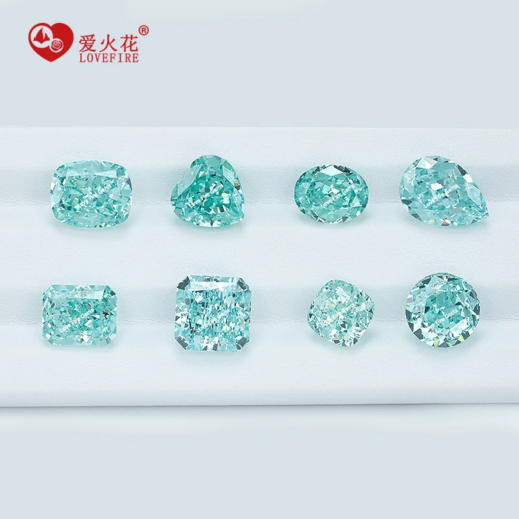 wholesale loose gemstone paraiba colors pear shape 5A+ 4K CZ zircon stone crushed iced cut cubic zirconia