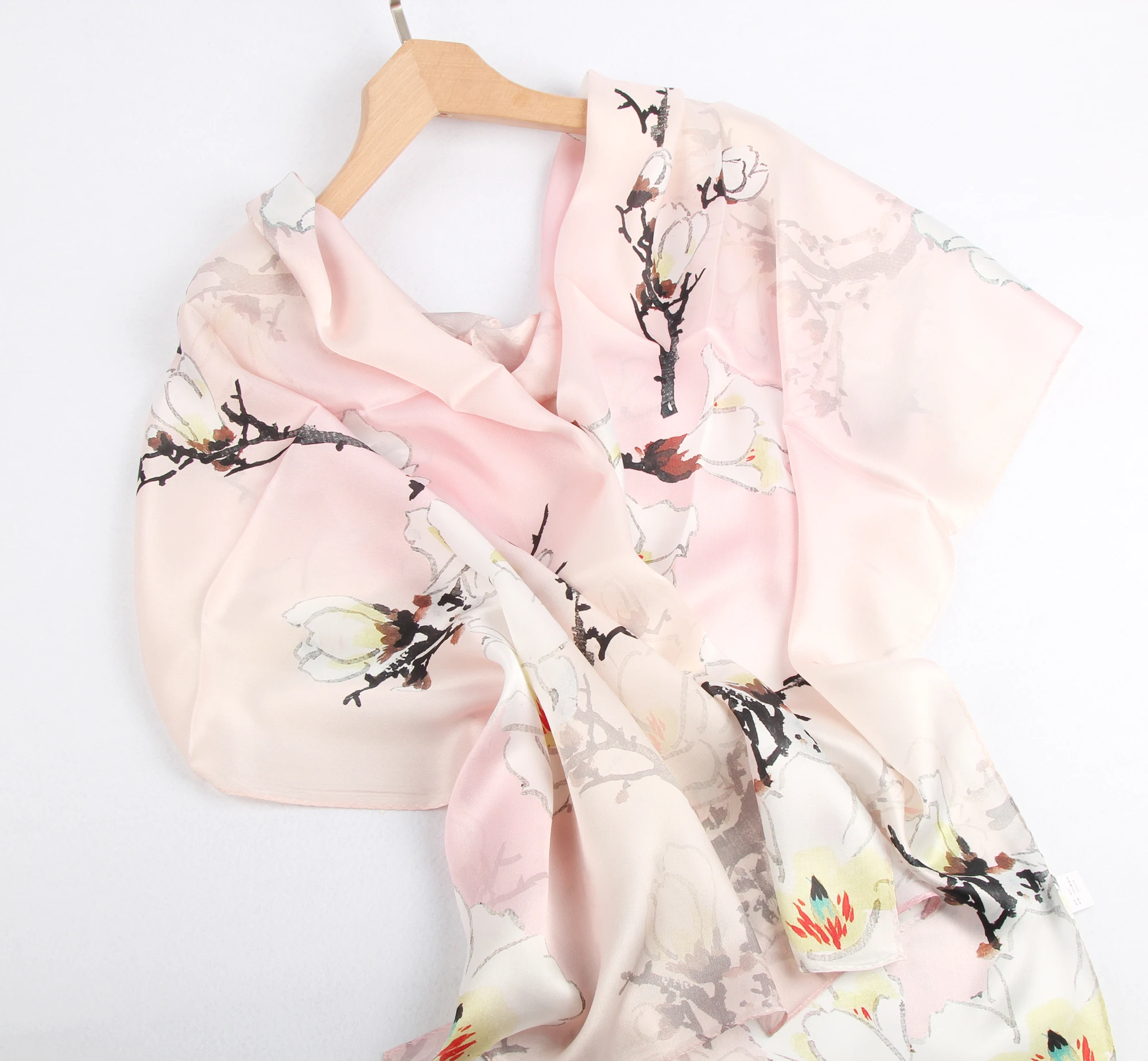 New Chinese simple and elegant flower womens silk  printed square scarf