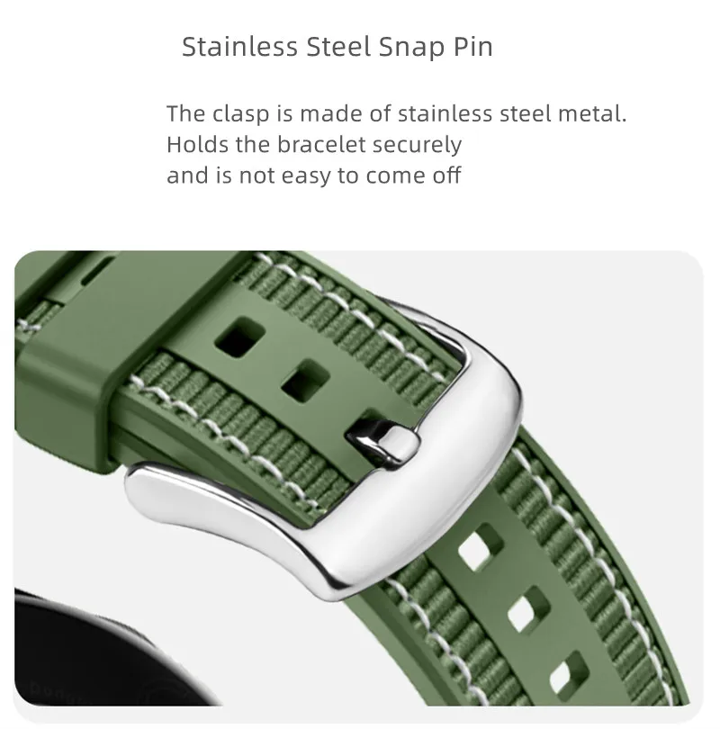 New Integrated Quick Release Spring Women Men Sport Nylon Canvas Fabric Silicone Hybrid Watch Bands For Huawei Watch Gt4 46mm