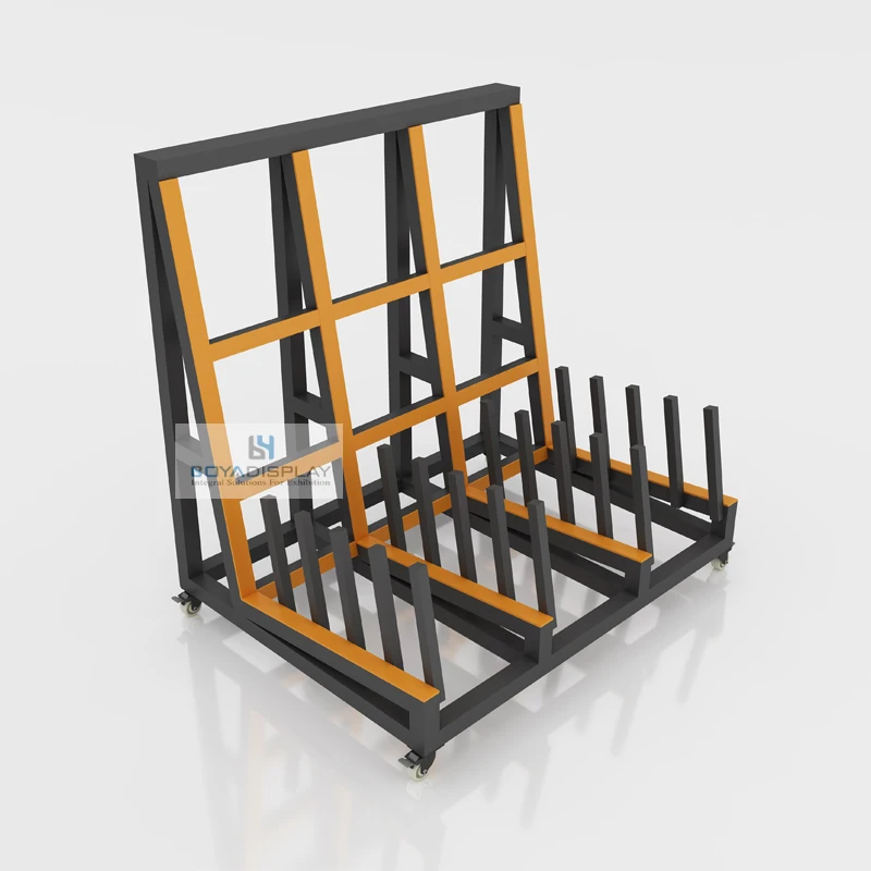 Boya Hot Sale Customized Design Size Showroom Panel Quartz Metal Granite Marble Tile Display Marble Slabs Rack