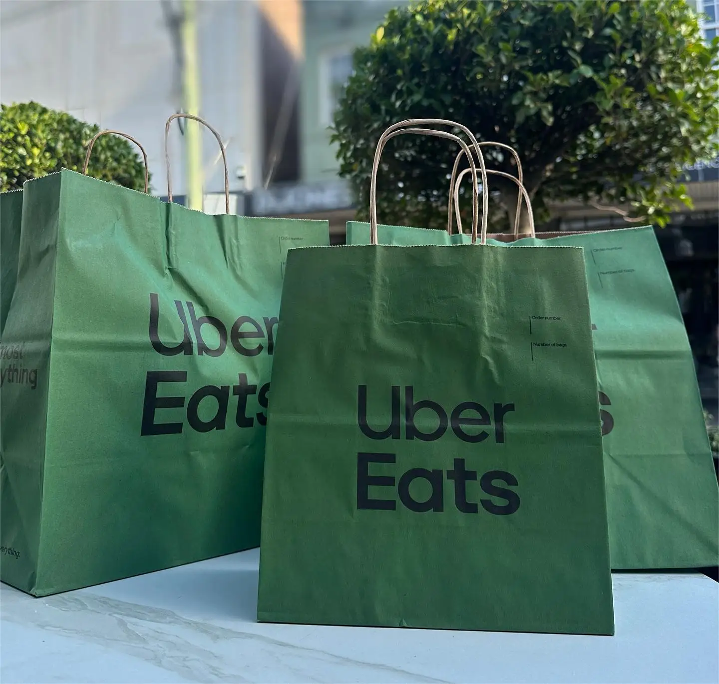 Takeout Die Cut Handle Kraft Paper Tote Grocery Bag Shopping D Cut Paper Bag For Restaurant Bakery Retail, Kraft Paper Snack Bag